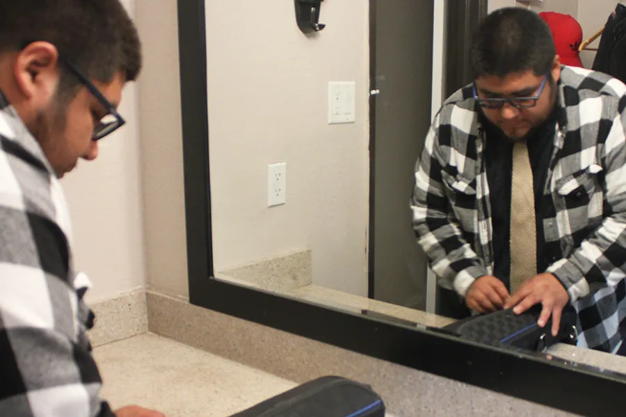 Jesse with his chef knives